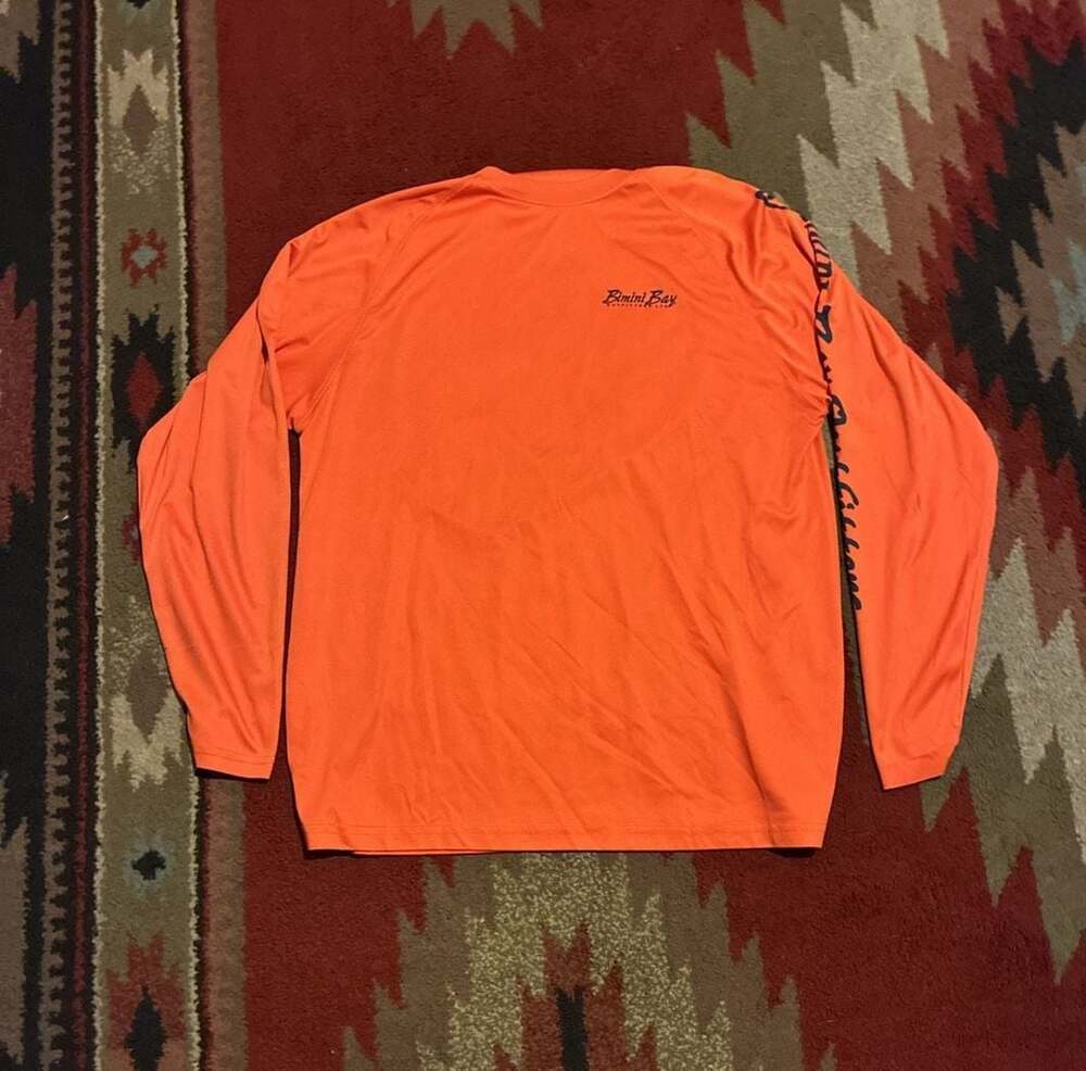 Bimini Bay Outfitters Hook M' Long Sleeve Performance Fishing Shirt Orange Mediu